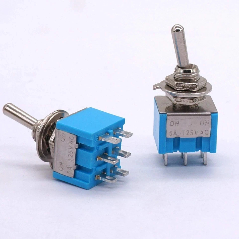 10Pcs DPDT Mini Toggle Switch 6-Pin 2 Position ON/ON Miniature Toggle Switches 6