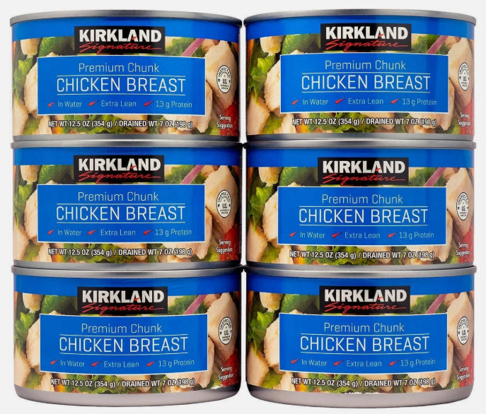 7 Kirkland Premium Chunk Chicken Breast Packed in Water 12.5oz BB 2029