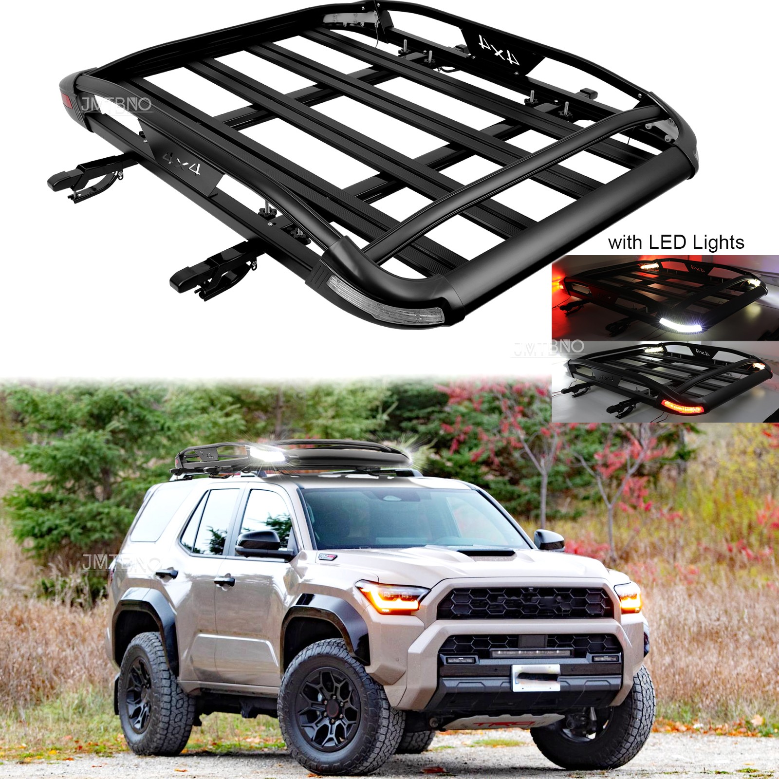 50" SUV Car Top Roof Rack Basket Luggage Carrier w/LED Light For Toyota 4Runner