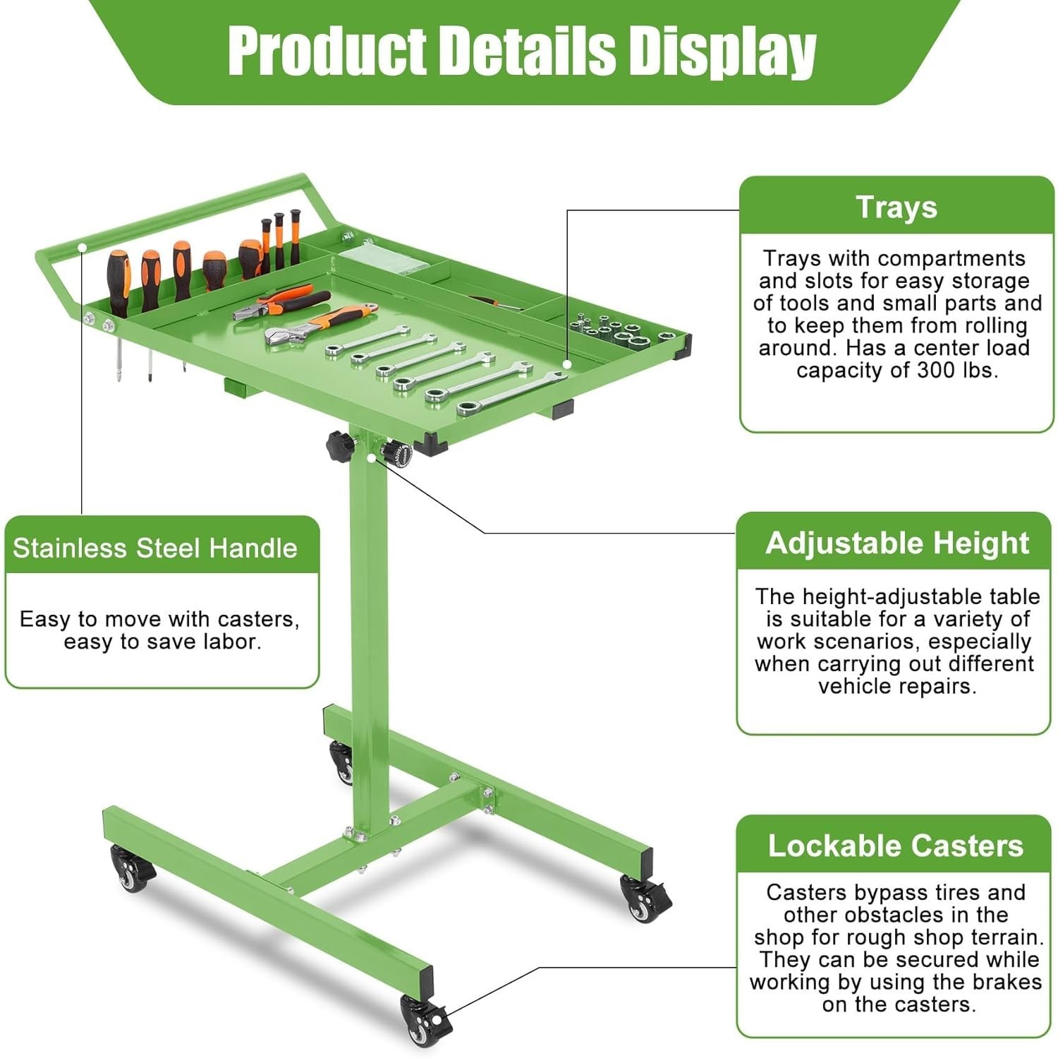 35-45 Inch Adjustable Height Worktable 220 Lbs Capacity Heavy-Duty Work Table