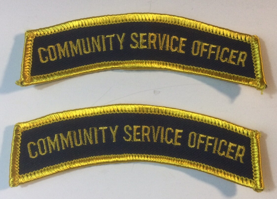 (2) COMMUNITY SERVICE OFFICER 4.25" Upper Rocker - BRIGHT YELLOW & BLACK 101
