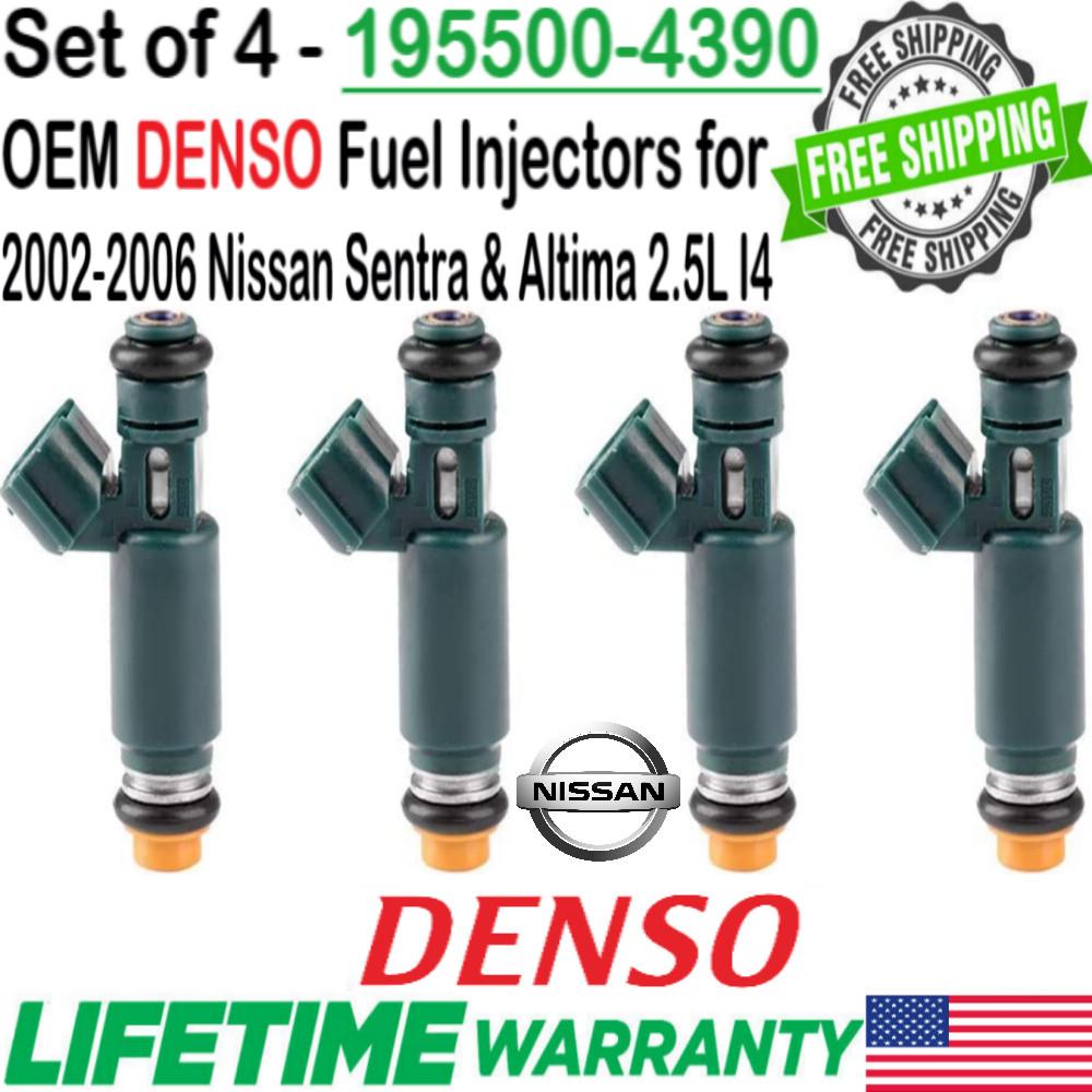 Genuine Denso x4 Fuel Injectors for 2002-2006 Nissan Altima & Sentra 2.5L I4