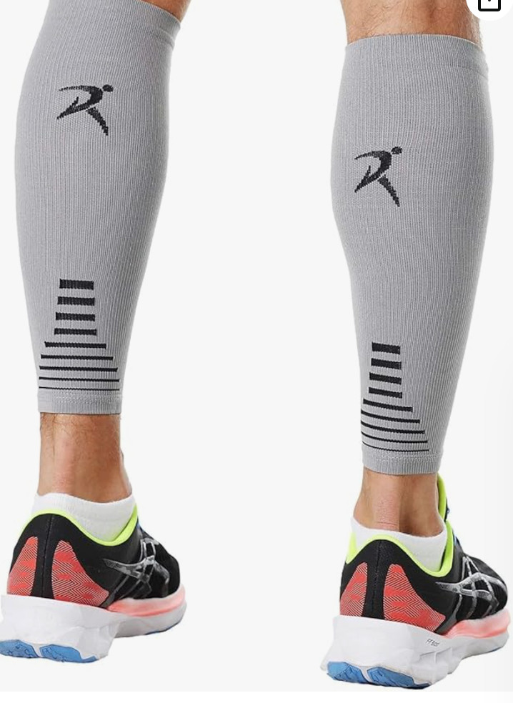 RYMORA-1 Pair Unisex Calf Compression Sleeves - Small, Gray