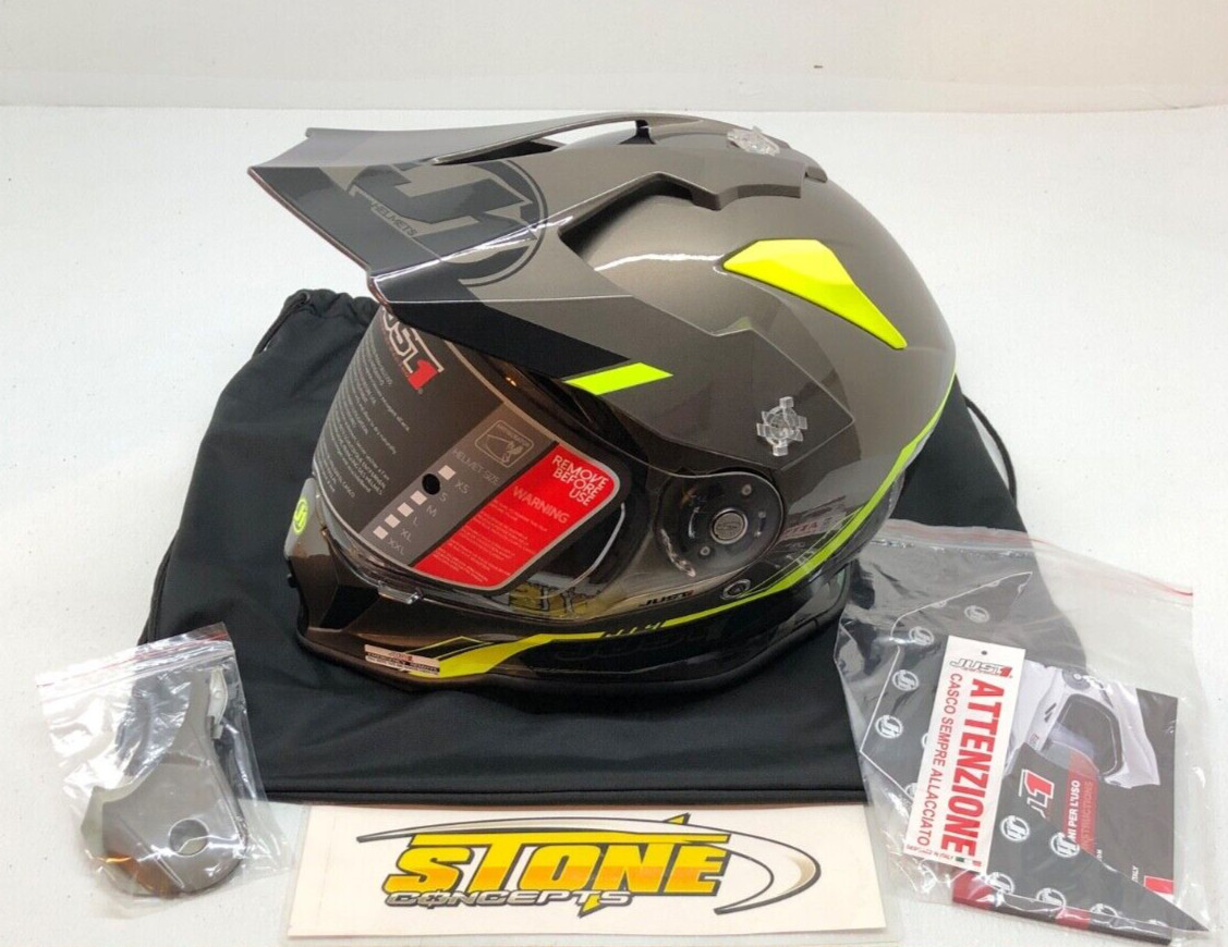 JUST1 J14 Helmet Line Fluorescent Yellow Gloss Small S UTV Snowmobile ATV MX
