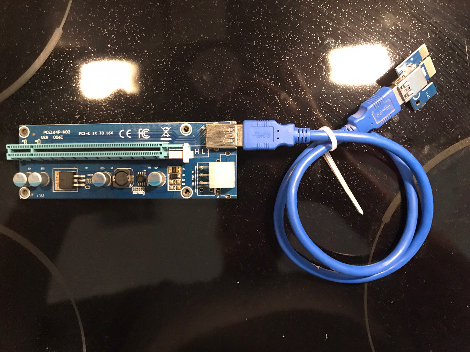 Lot of 4 USB 3.0 PCI-E Express 1x To 16x Extender Riser Cards  6pin Connection