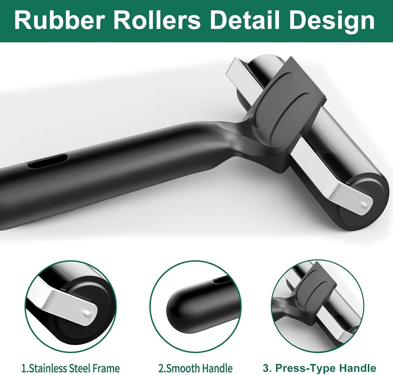 3-Pack Soft Rubber Brayer Rollers with Non-Slip Handles for Effortless Crafting