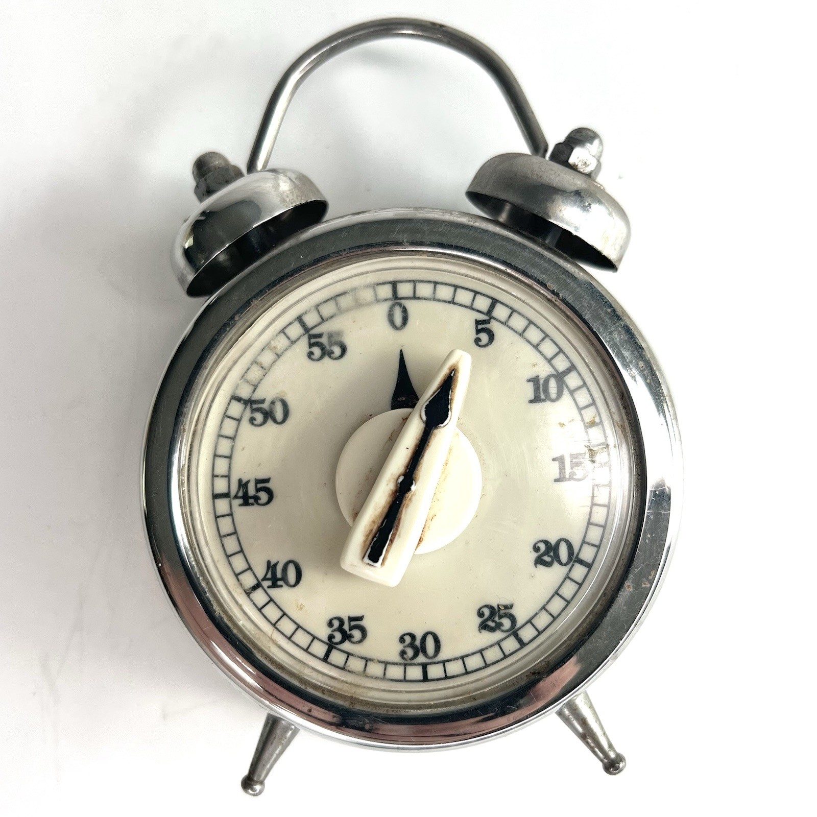 Progressive Mechanical Kitchen Timer Metal Vintage Retro Silver White Countdown