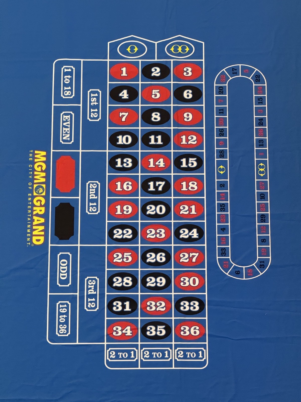 MGM Roulette Table Layout Felt  – Blue