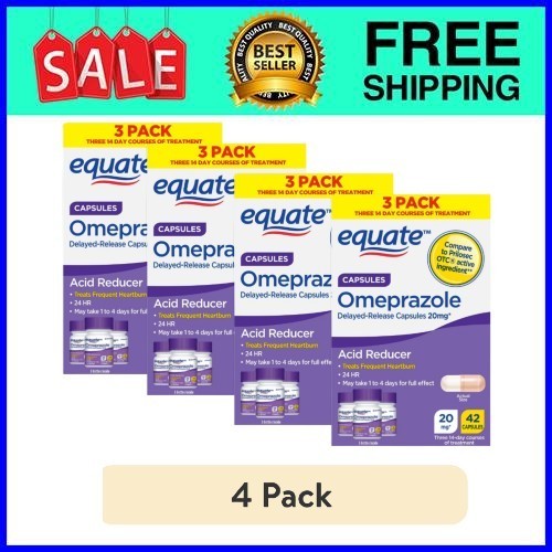 Equate Omeprazole Acid Reducer 20mg 42 Ct 4-Pack Fast Ship USA
