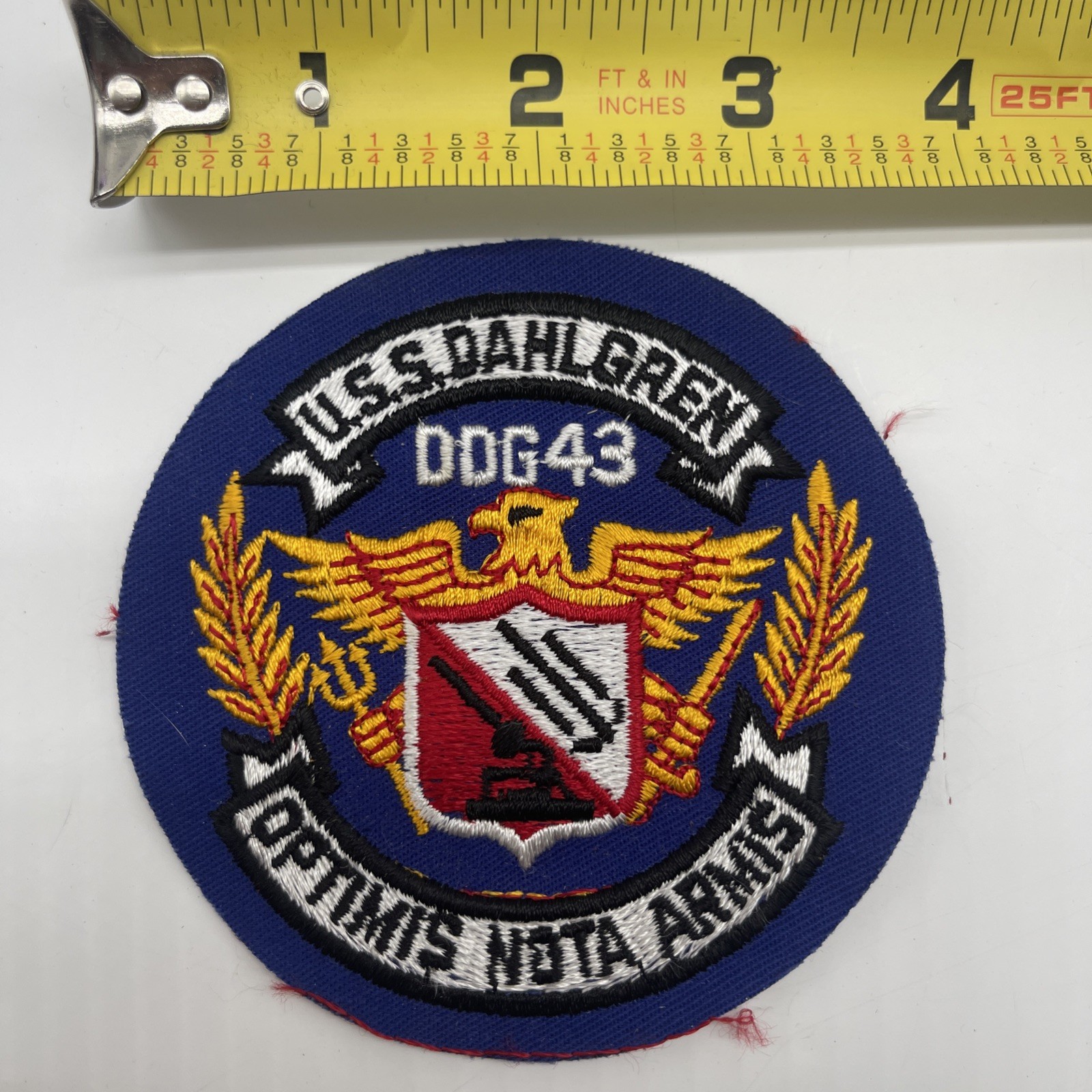 U.S. Military Navy USS DAHLGREN DDG-43 Patch Insignia Cut OPTIMUS NOTA ARMIS