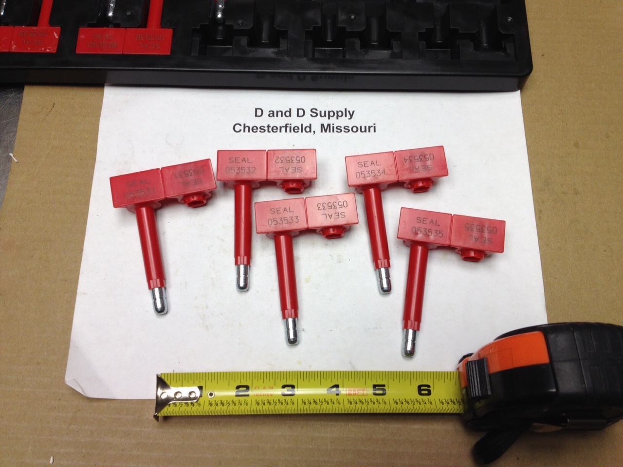 *** Lot of 5 ***, SnapTracker Bolt Seals, Red, CTPAT Compliant, Serialized