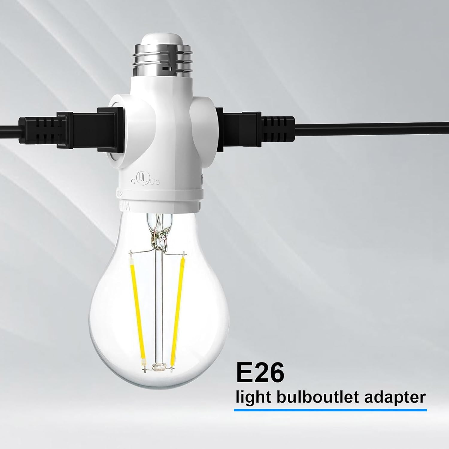 3 Pack White Light Socket Adapter Durable 2 Outlet ETL Listed 660W 125VAC