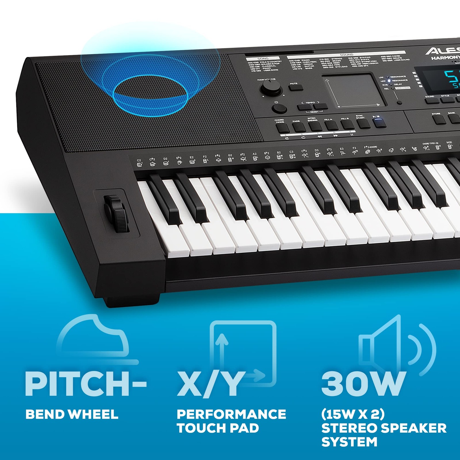 Alesis Harmony 61 Pro - 61 Key Keyboard Piano with Adjustable Touch Response,