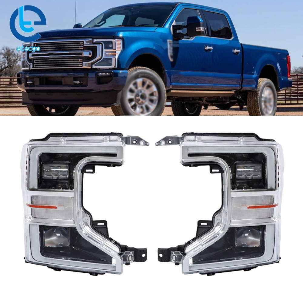 Pair of Chrome LED Headlights Assy For Ford Super Duty F250 F350 2020-2022 Clear