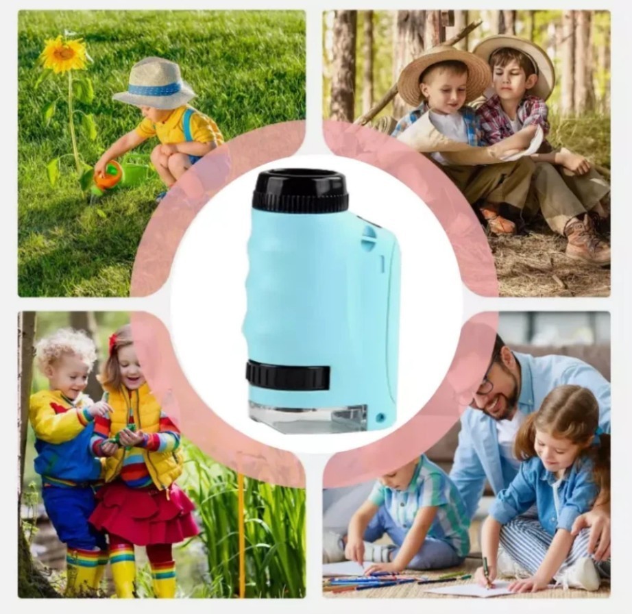 Mini Microscope for Kids, Portable Microscope, LED Lighting Small Handheld*=-*/