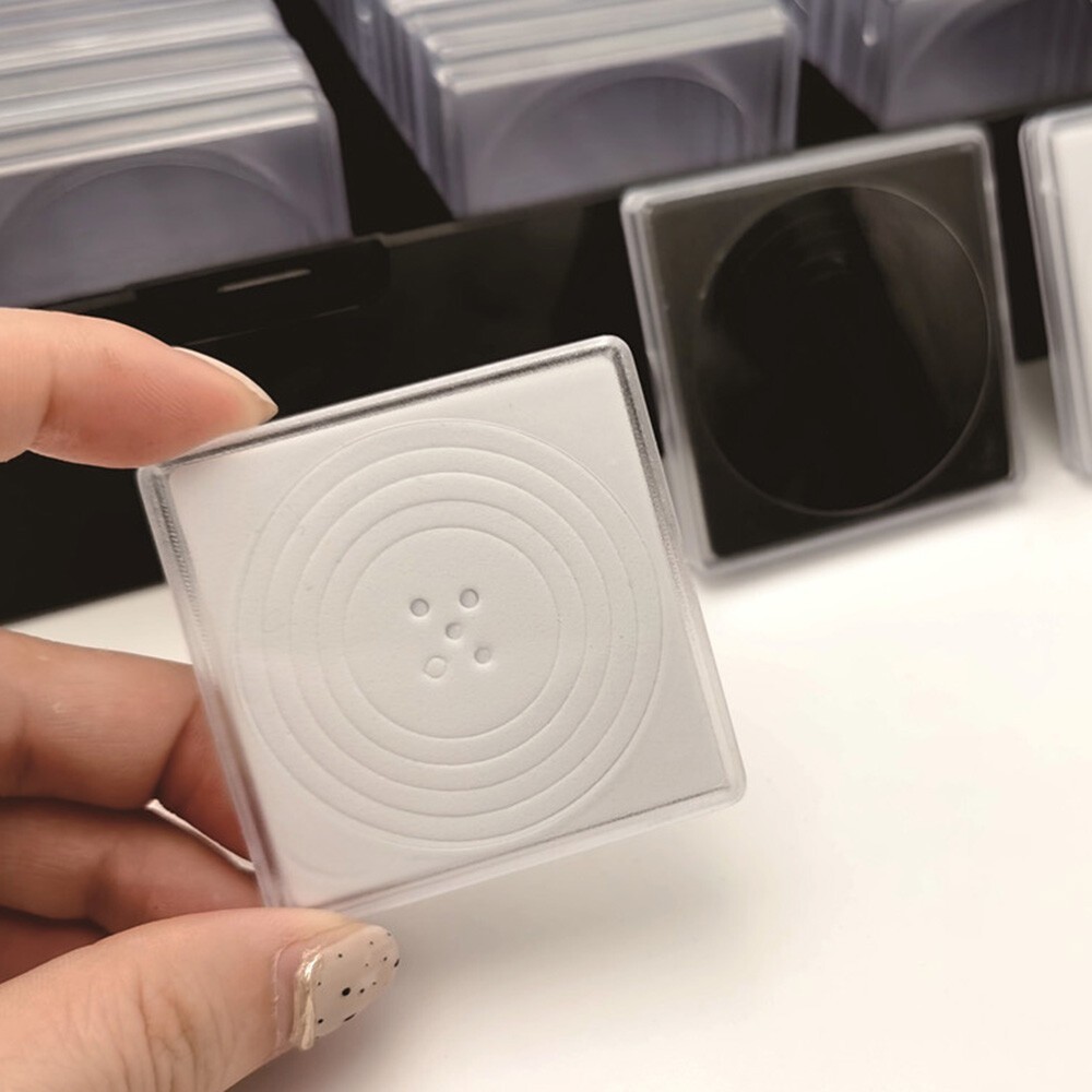 100Pcs Square Clear Coin Capsule Box W/ Inner Pads Collection Case Container