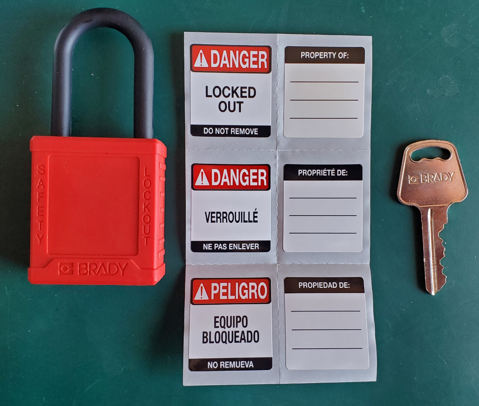 Lot of 13 Brady SDPL-Red-38PL-KD Plastic Shackle Lockout Padlock