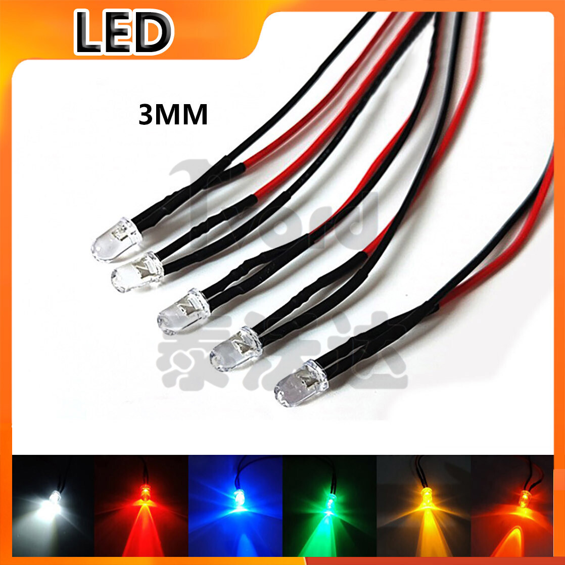 3mm LED Pre-Wired LEDs Bulb Ultra Bright 3V 5V 9V 12V 24V 48V 110V 220V 5pcs