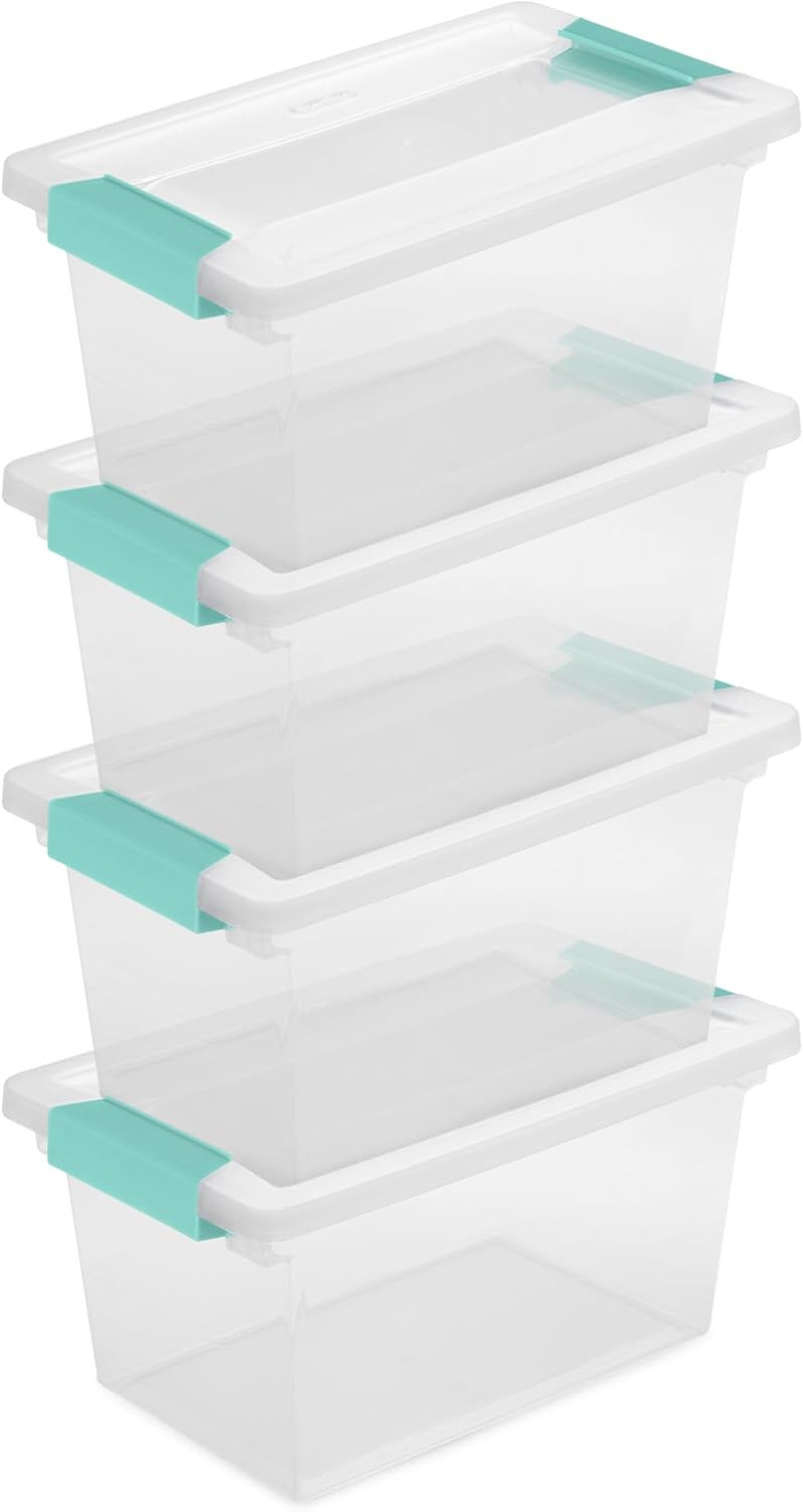 Clip Box, Stackable Clear Plastic Bins with Latching Lids, Medium - Writi