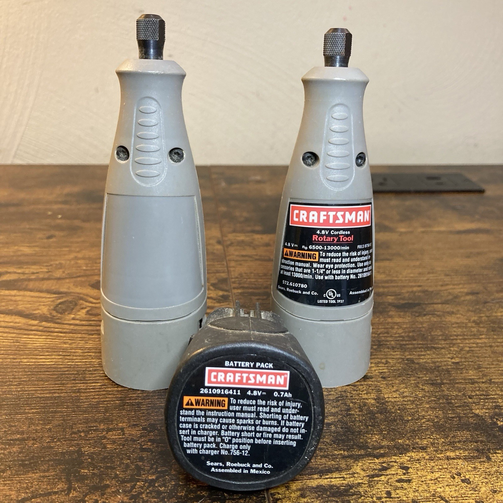 Craftsman 4.8V Cordless Rotary Drills (2) and Untested Battery