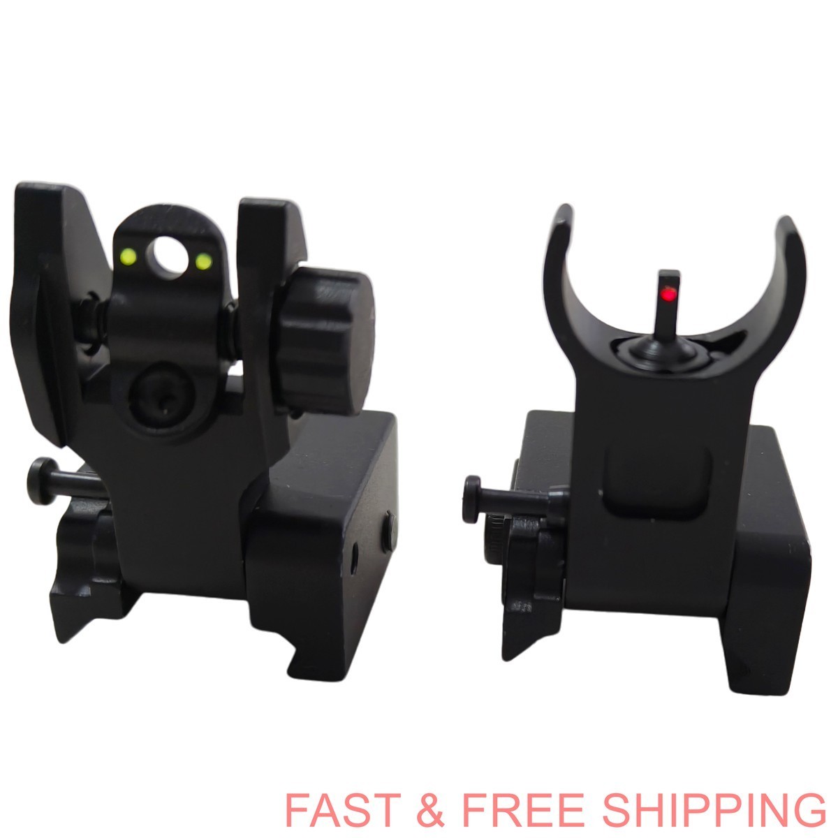 T actical Folding Back Up Iron Sight Flip Up Sights Front Rear Picatinny Rail