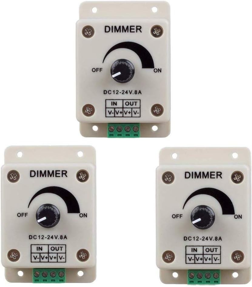 8A LED Dimming Controller Set: 3pcs 0%-100% PWM for Strips - Easy Operation