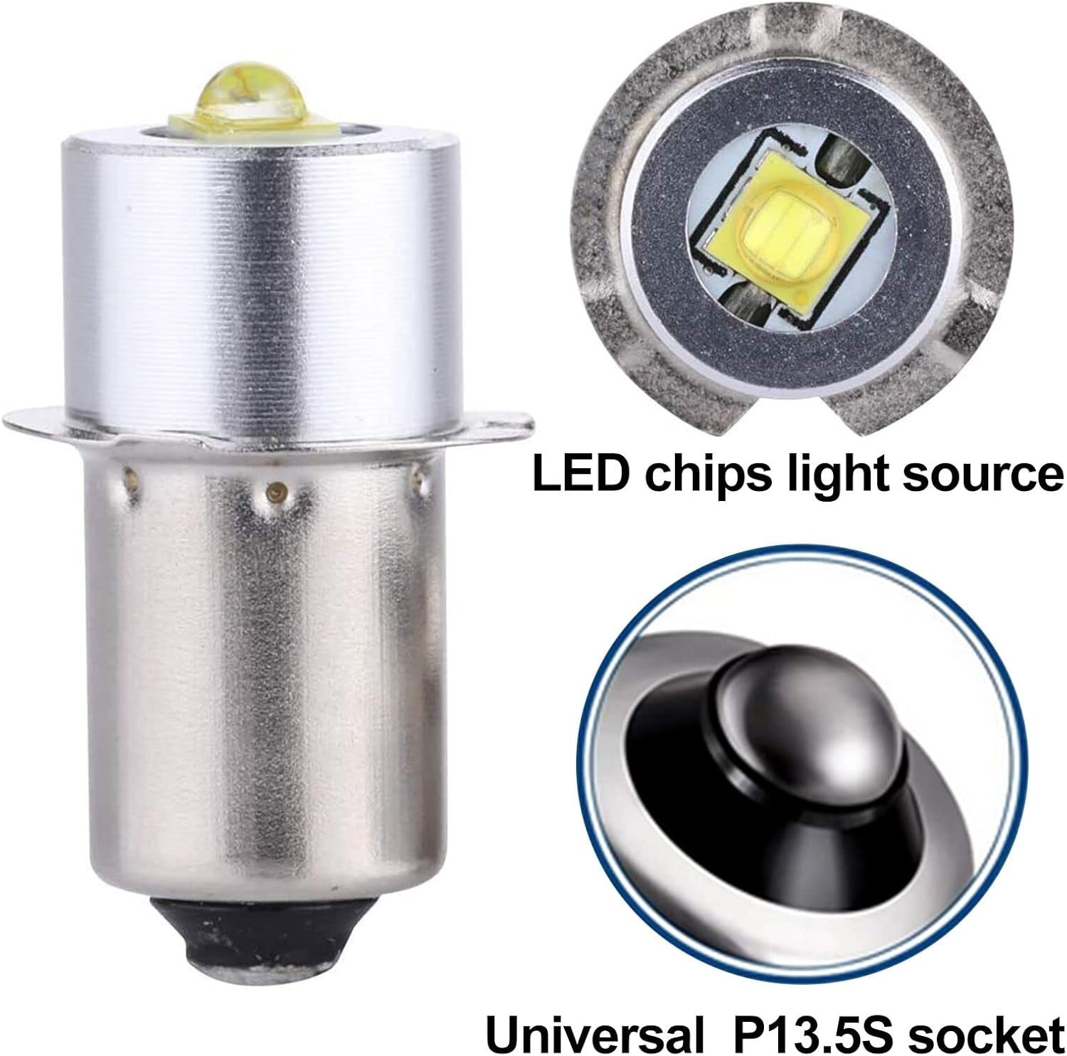 Maglite LED Bulbs DC 3V, Flashlight Replacement Bulbs for Only 2 Cells C&D Ma...