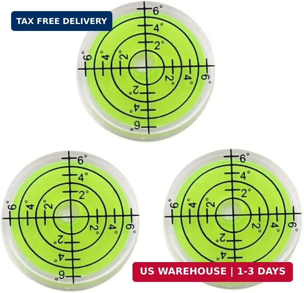 3Pcs Circular Bubble Level Bullseye Degree Marked Surface Round Spirit Levels Me