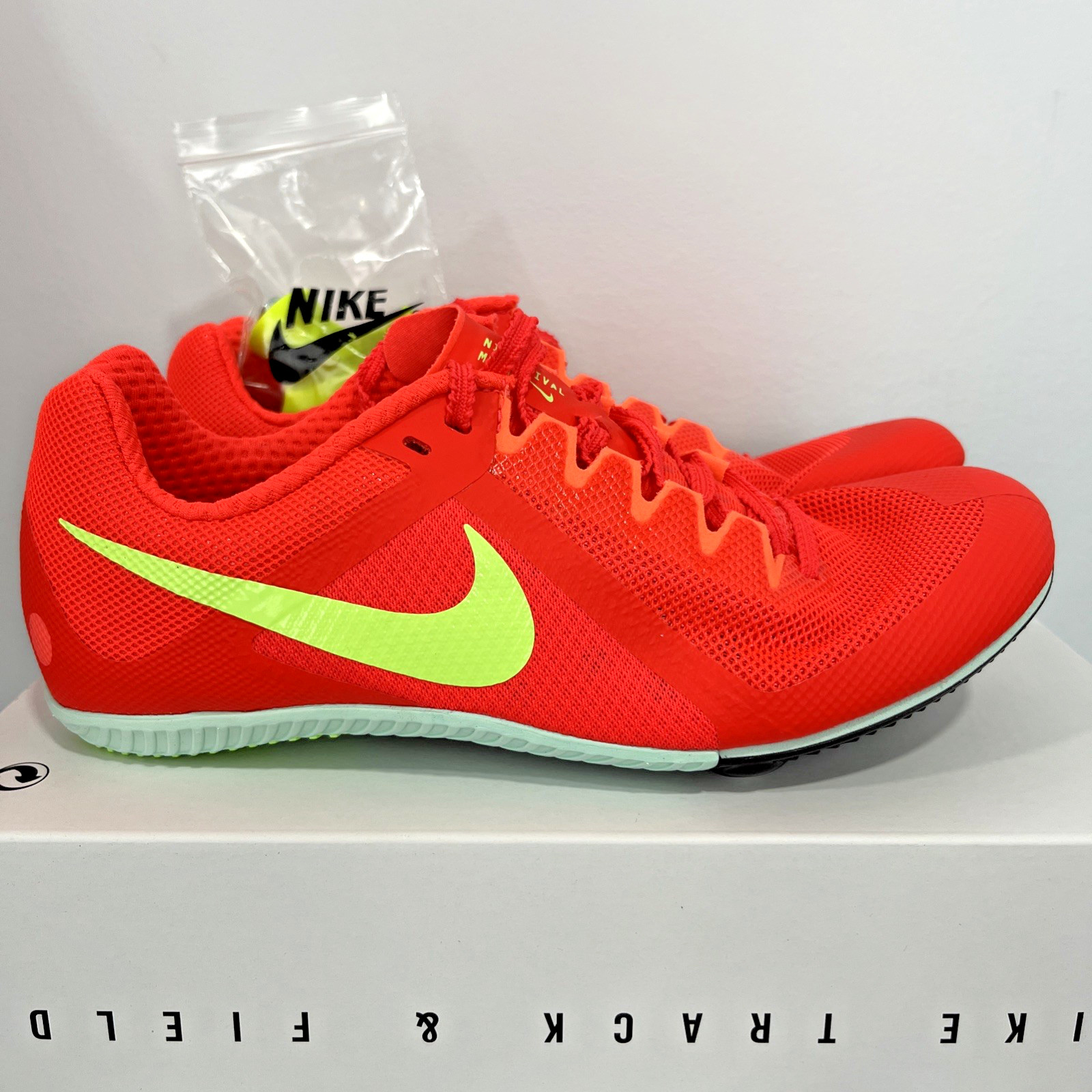 Nike Zoom Rival Bright Crimson Lime Blast FZ9664-600 Mens Size 6.5 Track & Field