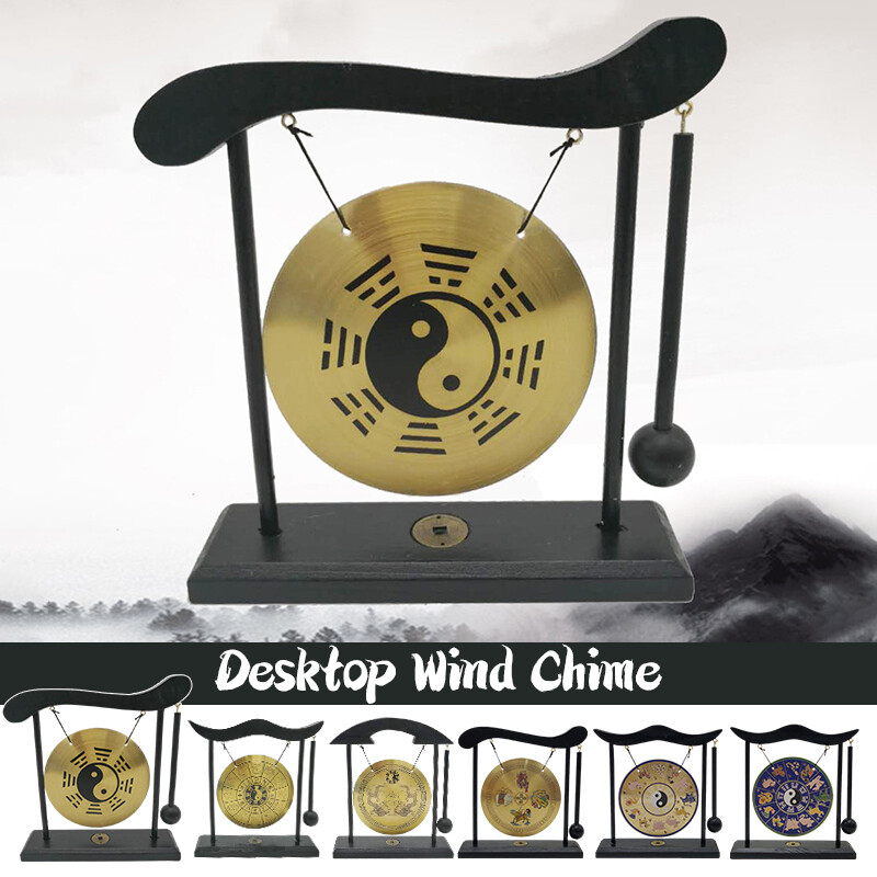 Mini Desktop Gong Table Wind Chime Percussion Decor Instruments with Mallet Home