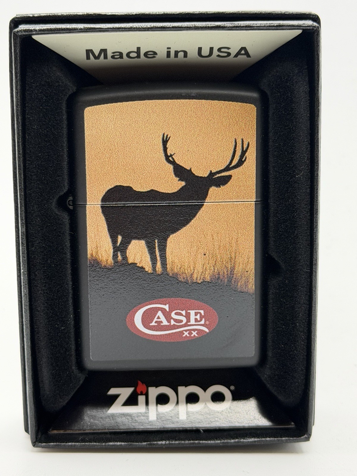 Case Cutlery Buck Deer Design Black Matte Zippo Lighter NEW