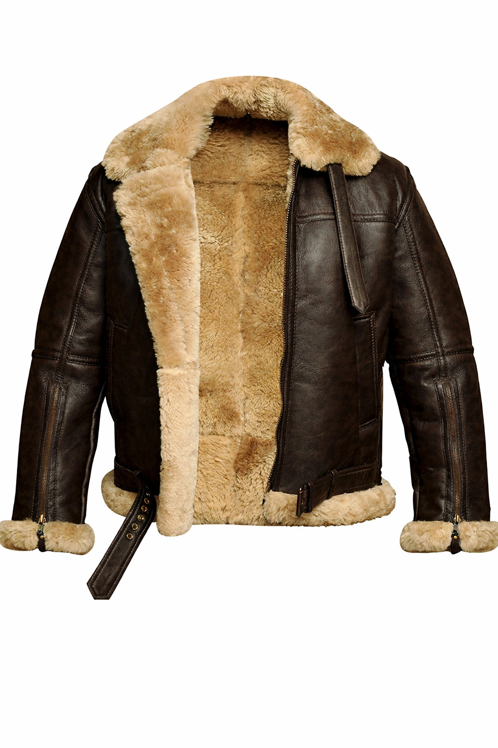 Men's RAF Aviator Real Leather Jacket Coat Bomber B3 Sheep Skin Pilot Flying