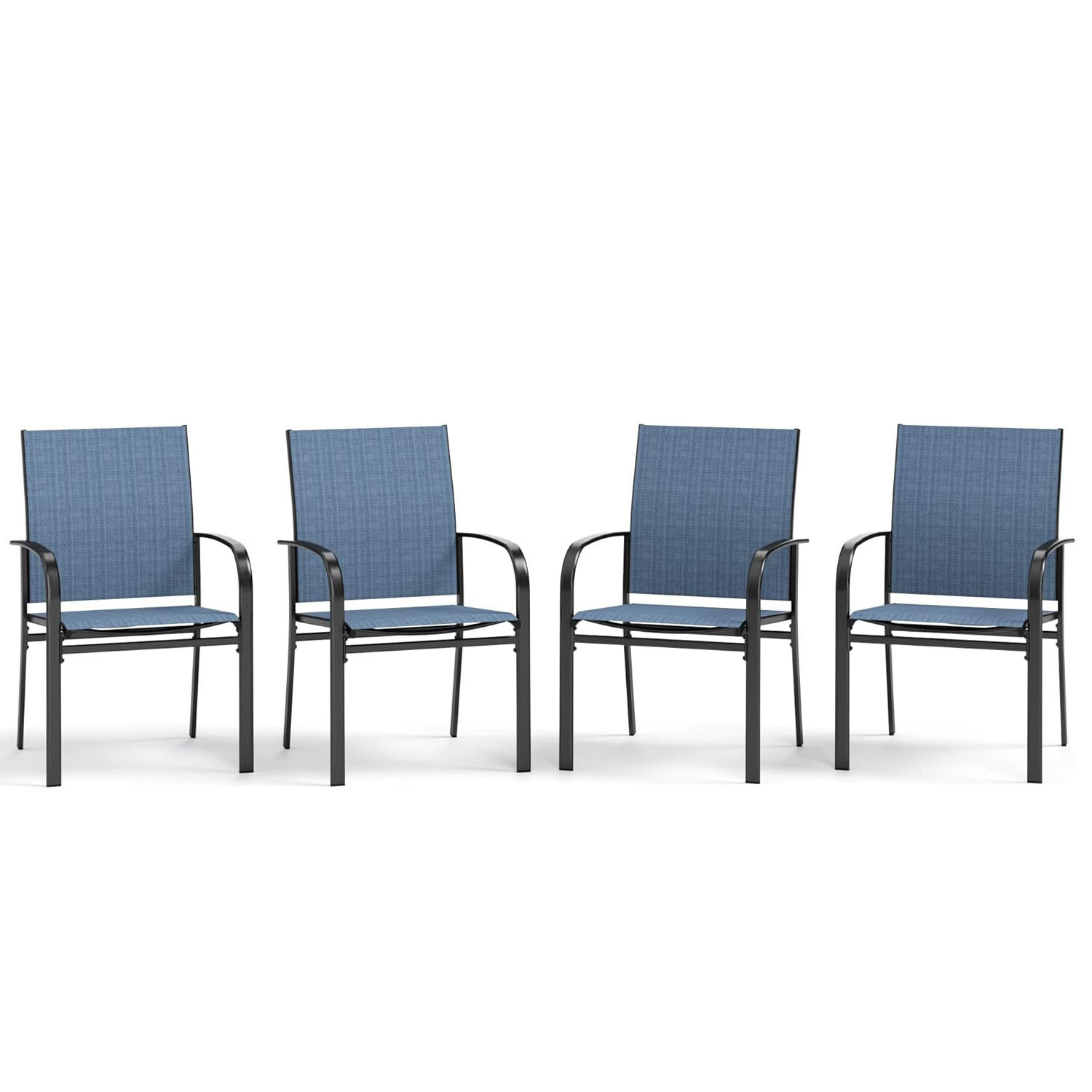 4 Pieces Patio Chairs Outdoor Dining Chair Garden Furniture Armchairs Blue
