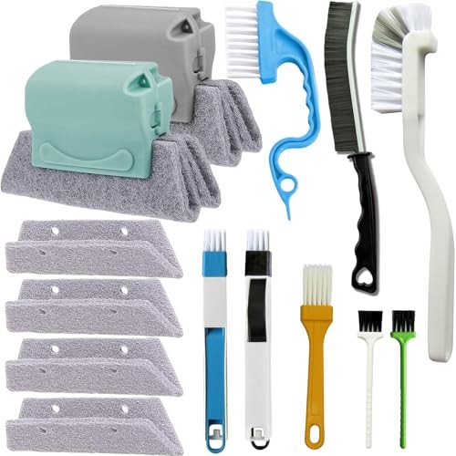 14Pcs Window Track Cleaning Tools, Deep Clean Groove Gap cleaning brush Kit