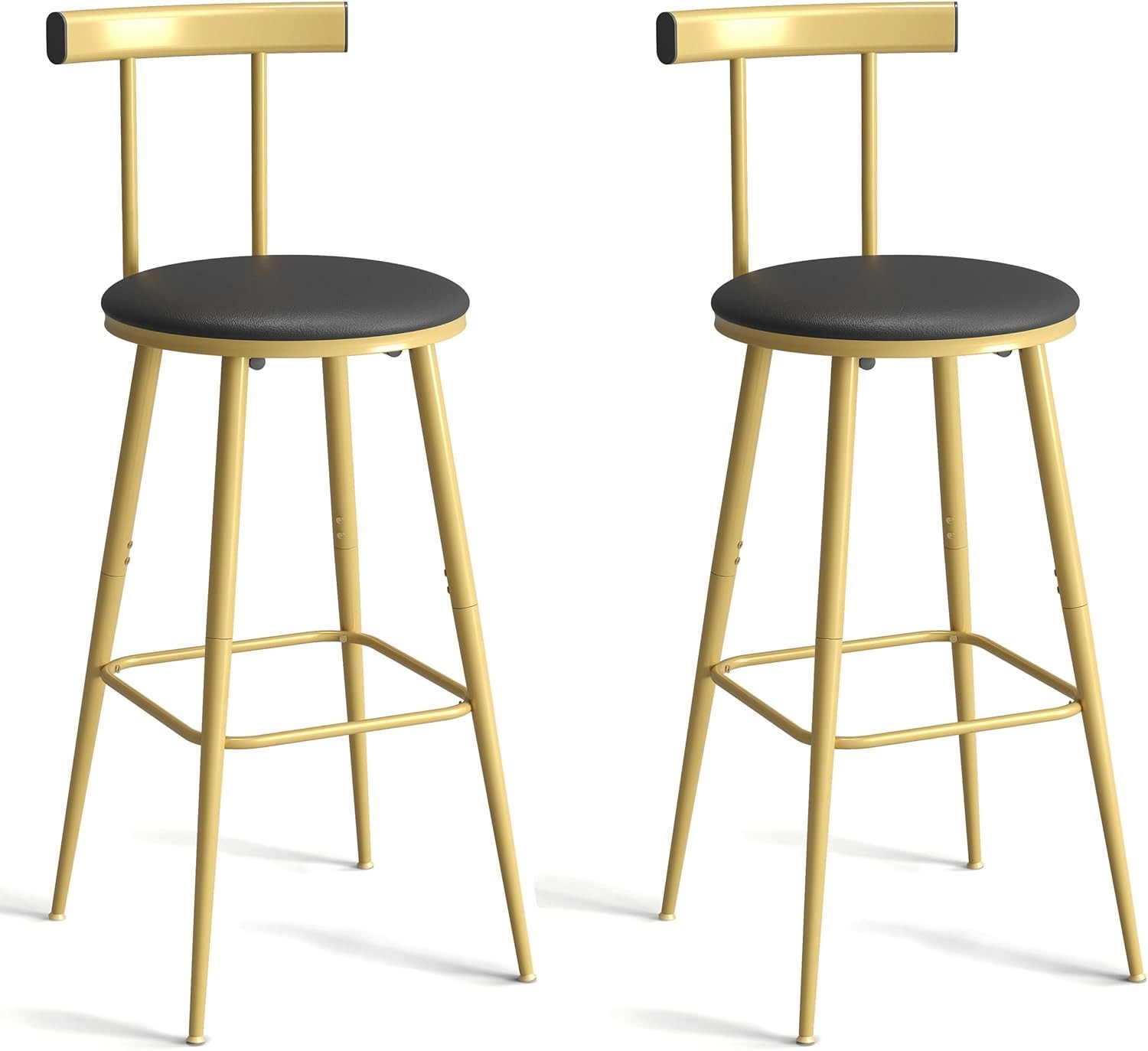 Bar Stools Set of 2 High Kitchen Barstools Bar Chairs W/ Backrest & Footrest