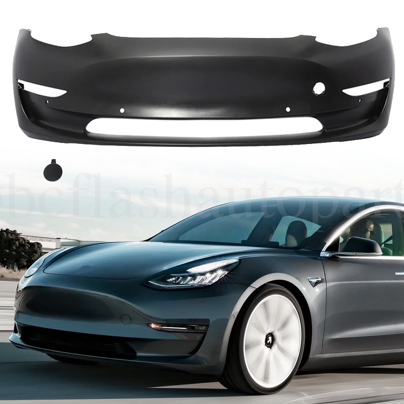For Tesla Model 3 2017 2018 2019-2023 Front Bumper Cover w/4 Holes For Sensors