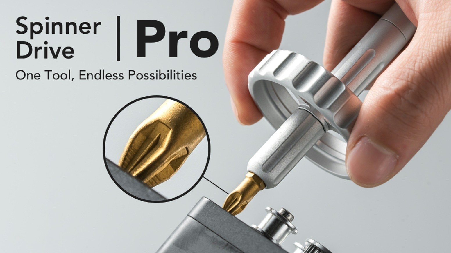 Mininch Spinner Drive Pro Screwdriver - Snow Silver - Gold Bits