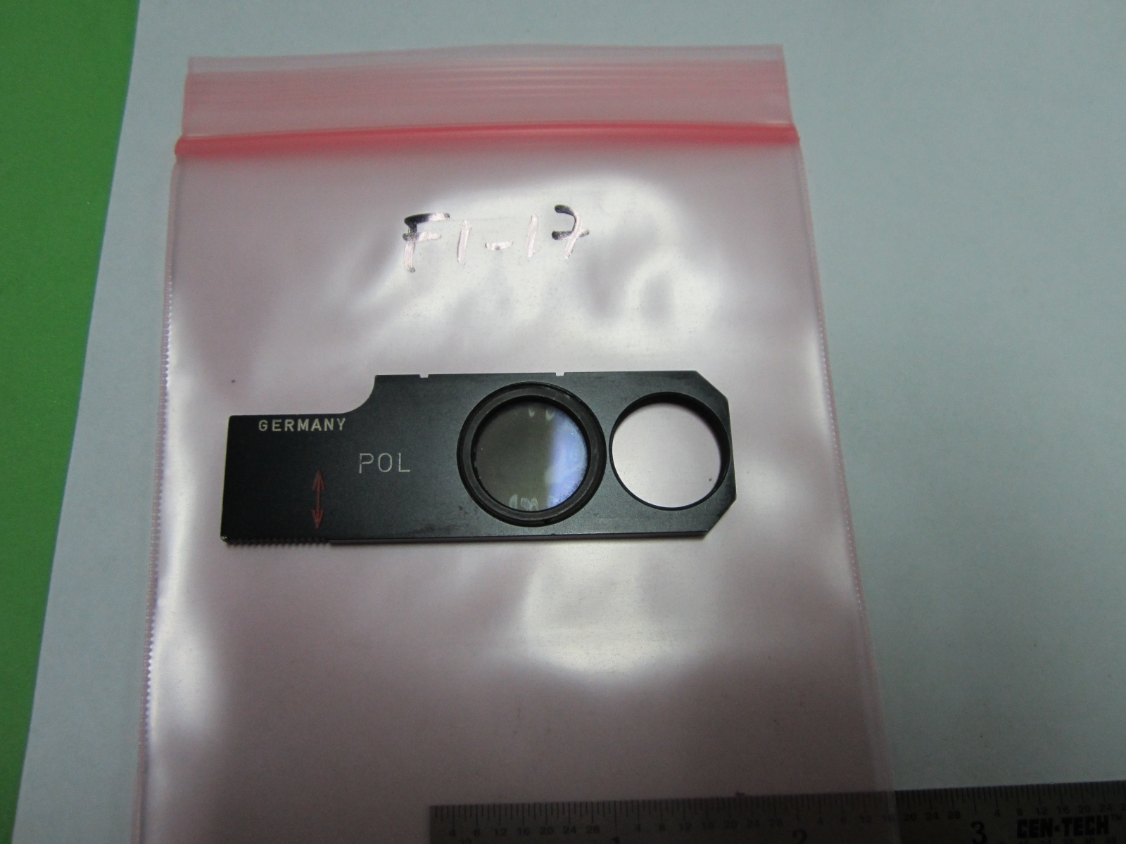 MICROSCOPE SLIDE POLARIZER FILTER LEITZ [some delamination] OPTICS BIN#F1-17