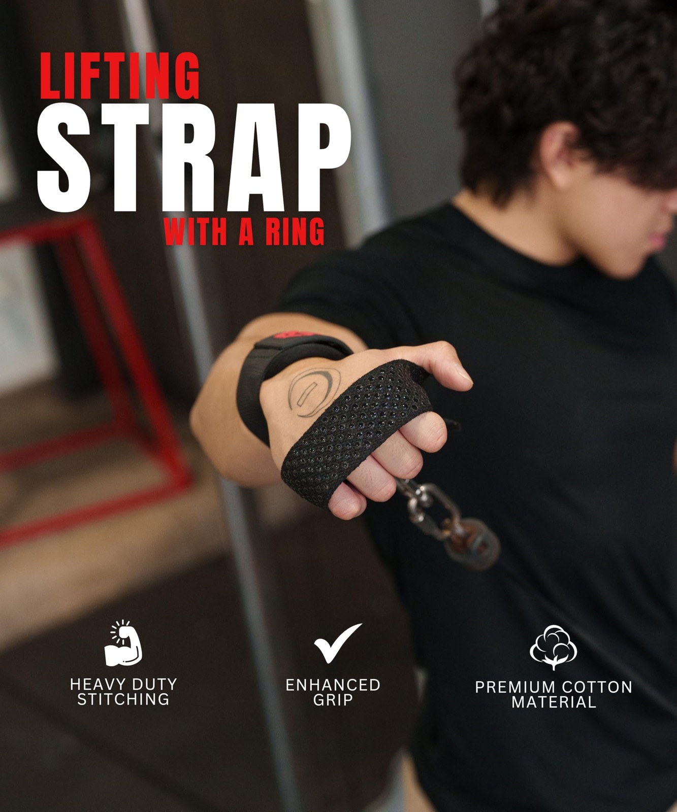 Ekkovision Weight Lifting Straps With Cuffed D Ring, Wrist Support, Heavy Dut