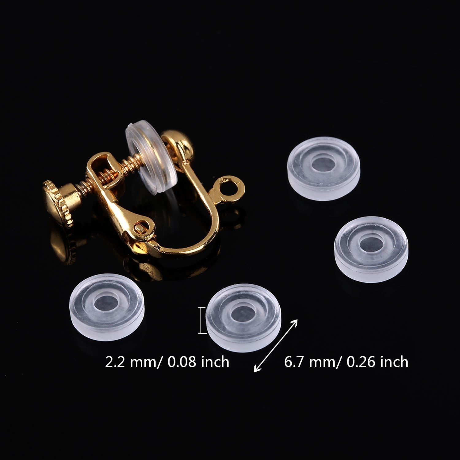 Maxdot 100 Pieces 4 Size Earring Back Pads Clear Silicone Comfort Earring Cushio