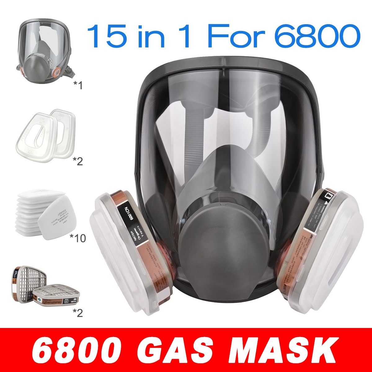 15 In 1 New 6800 Full Face Gas Mask Painting Spraying Respirator Facepiece