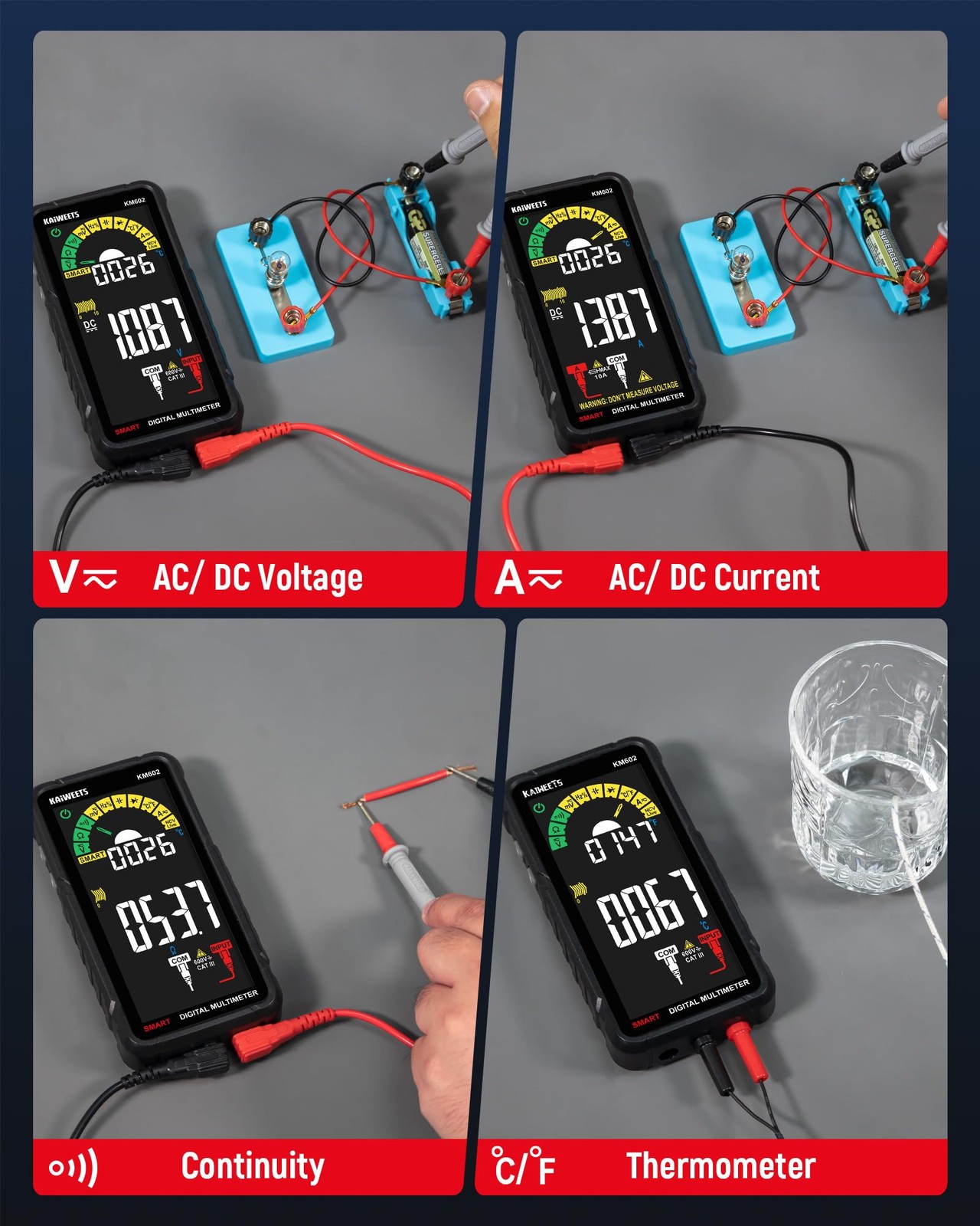Smart Multimeter Auto Ranging Digital Voltmeter 6000 Counts TRMS NCV