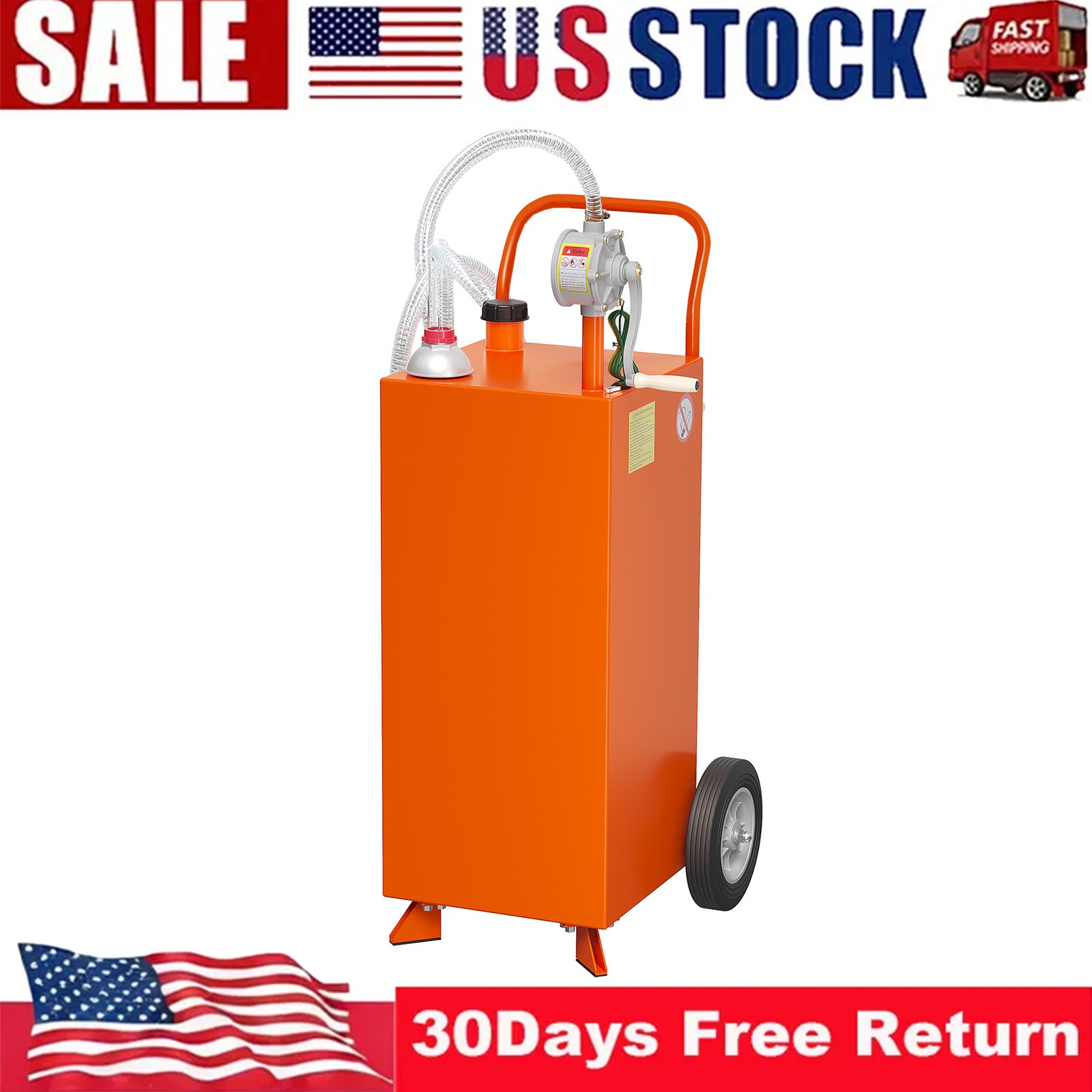 Heavy-Duty Portable Fuel Caddy with 9.8Ft No-Kind Hose And Nozzle & 2 Wheels