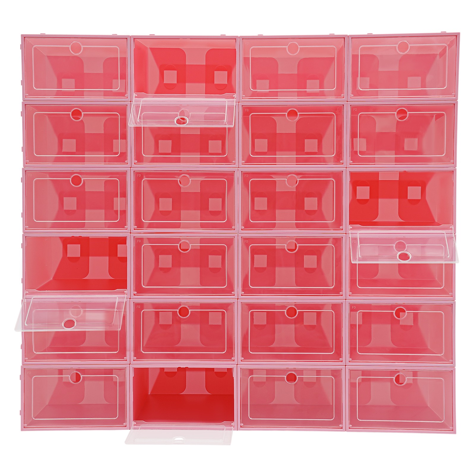 24 Pack Shoe Storage Boxes With Clear Flip Lid, Stackable Shoe Storage Organizer
