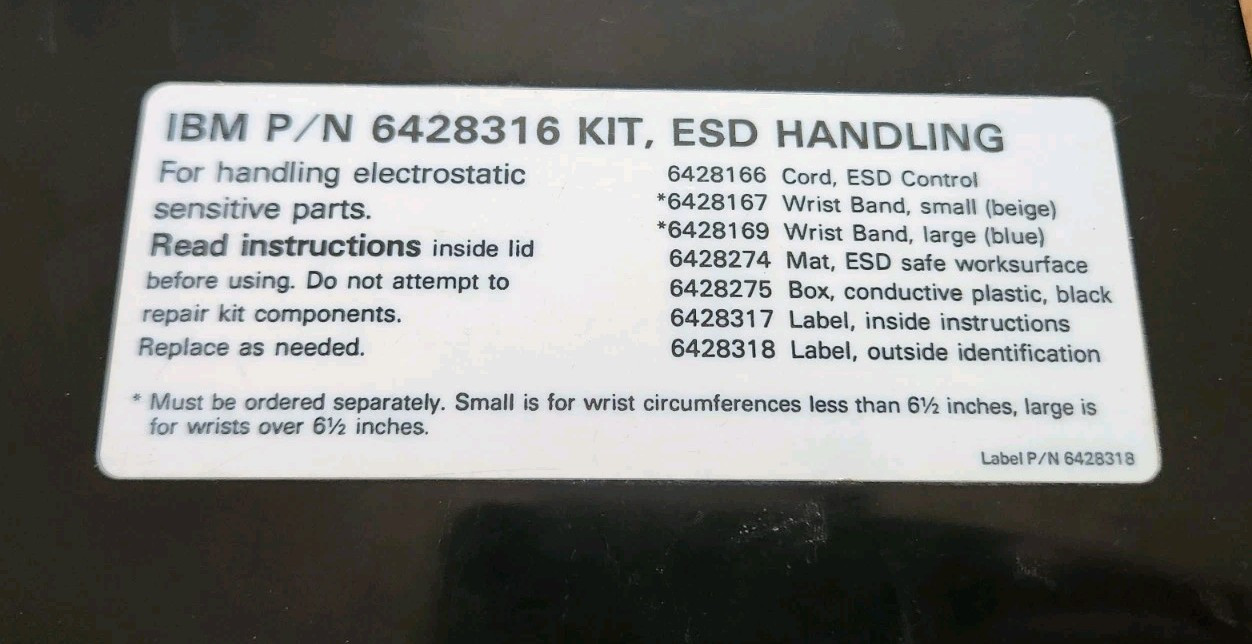 IBM ESD Handling Kit P/N 6428316 Electrostatic Sensitive Grounding Wrist Strap