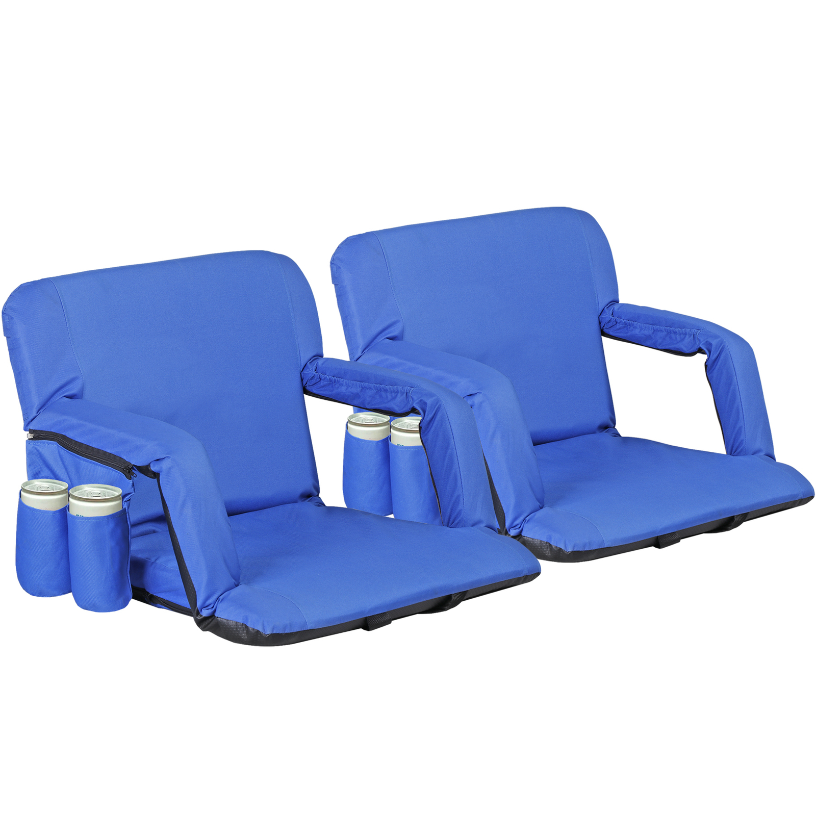 2X Reclining Stadium Seat for Bleachers w Padded Backrest Adjustable Armrests