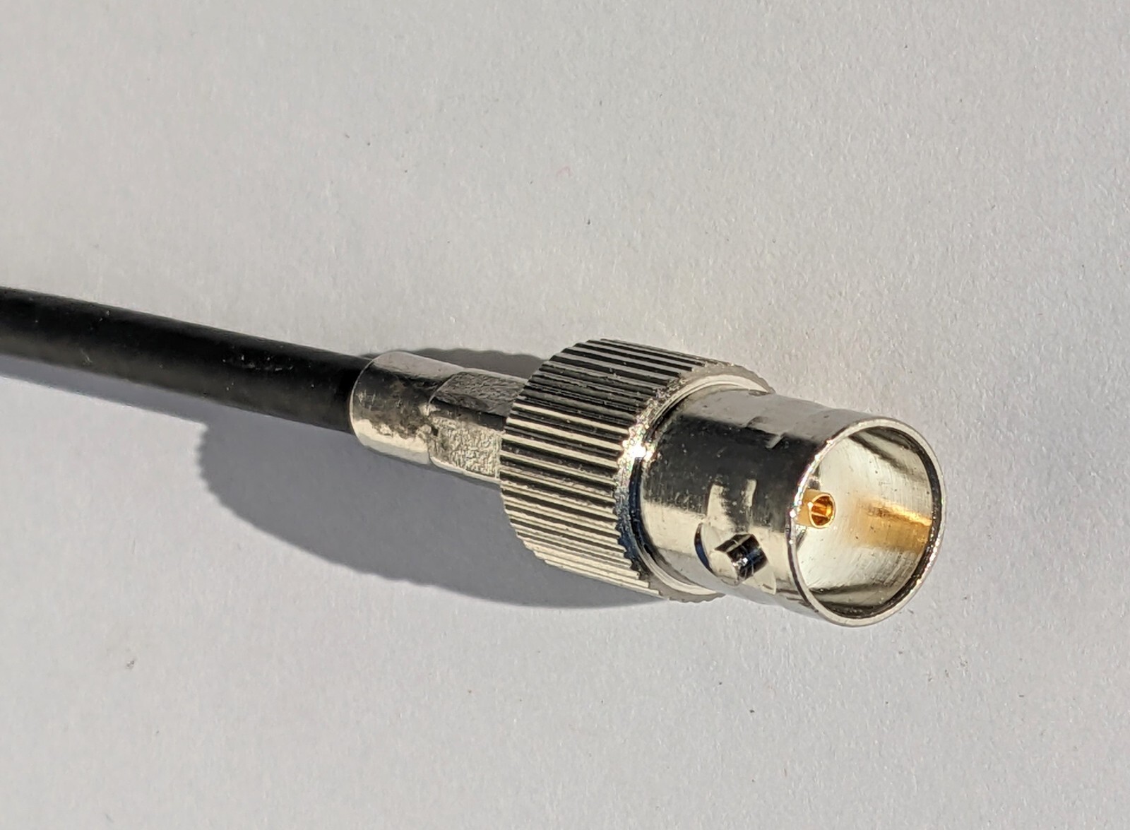 Right Angle Gold Mini DIN 1.0/2.3 to HD SDI BNC female on Belden 1855A, 2 feet