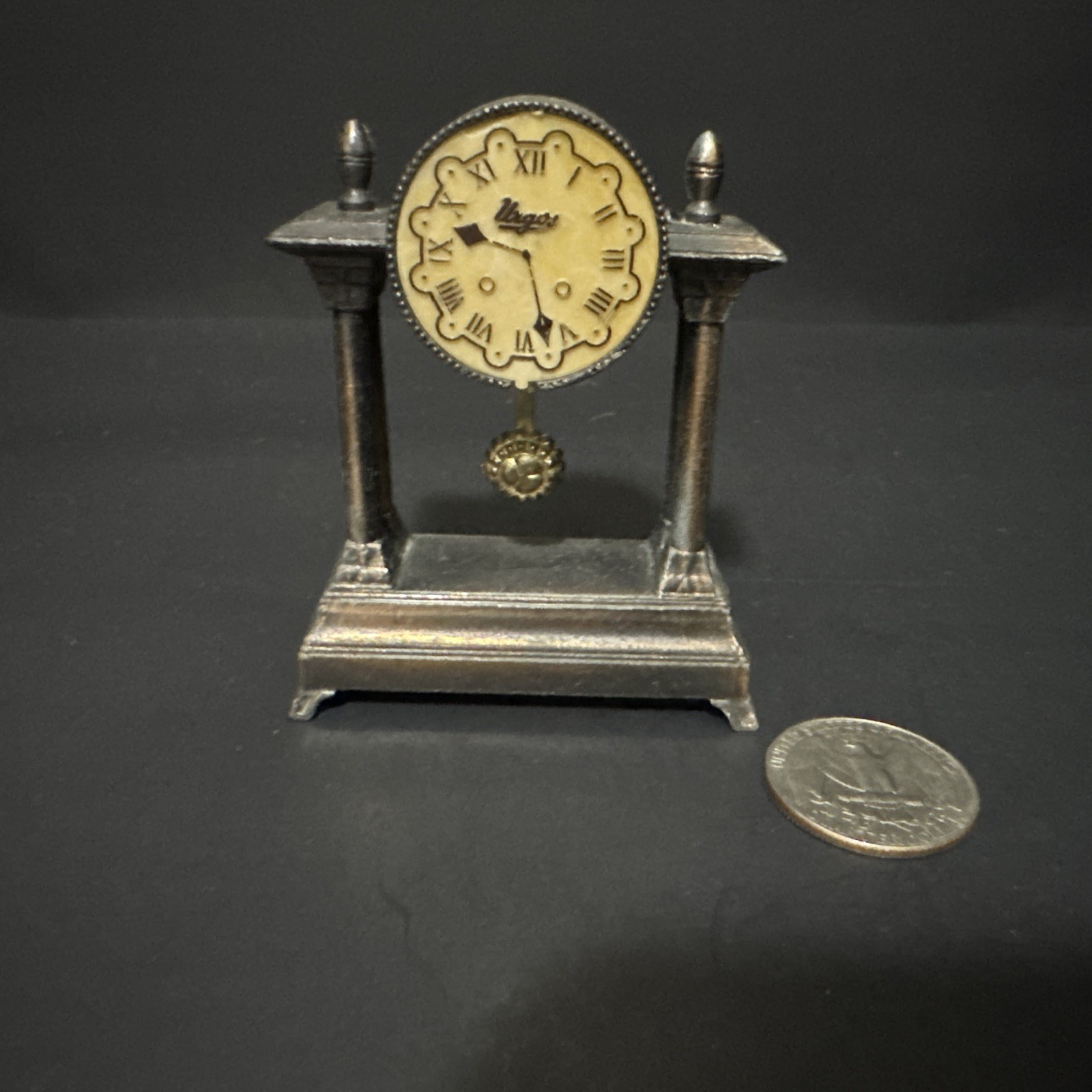 Die Cast  Miniature Mantle Clock Pencil Sharpener Circa 80’s Excellent Condition