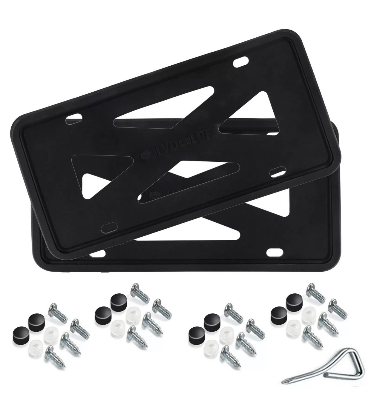 2 Packs Silicone License Plate Frames Holder Universal American Auto Black Frame