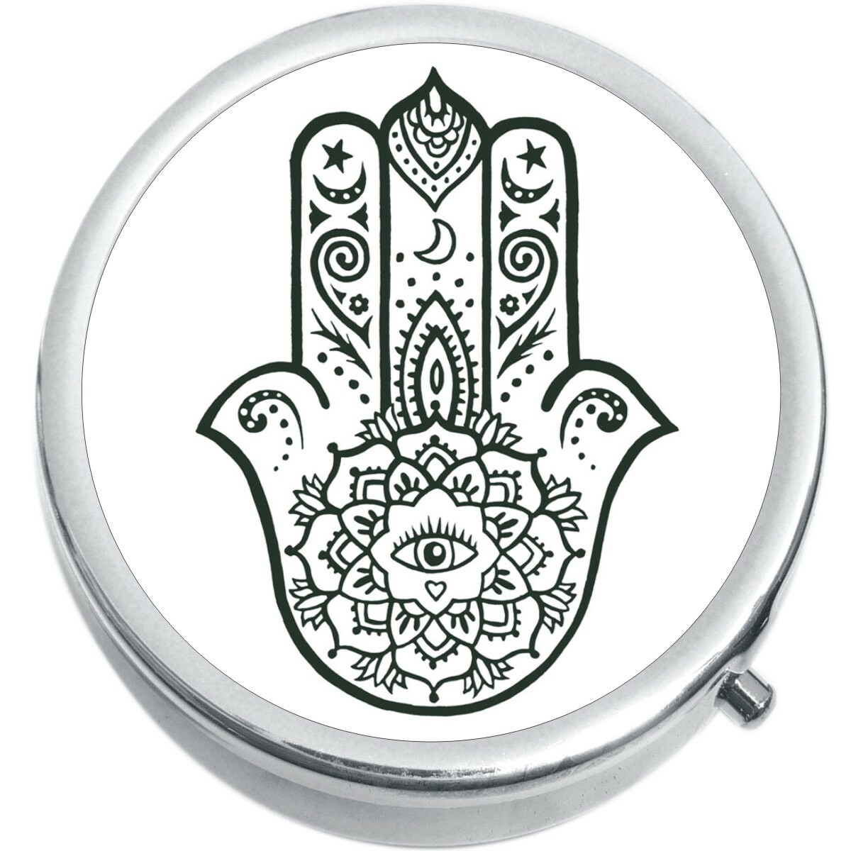 Black And White Hamsa Medicine Vitamin Pill Box